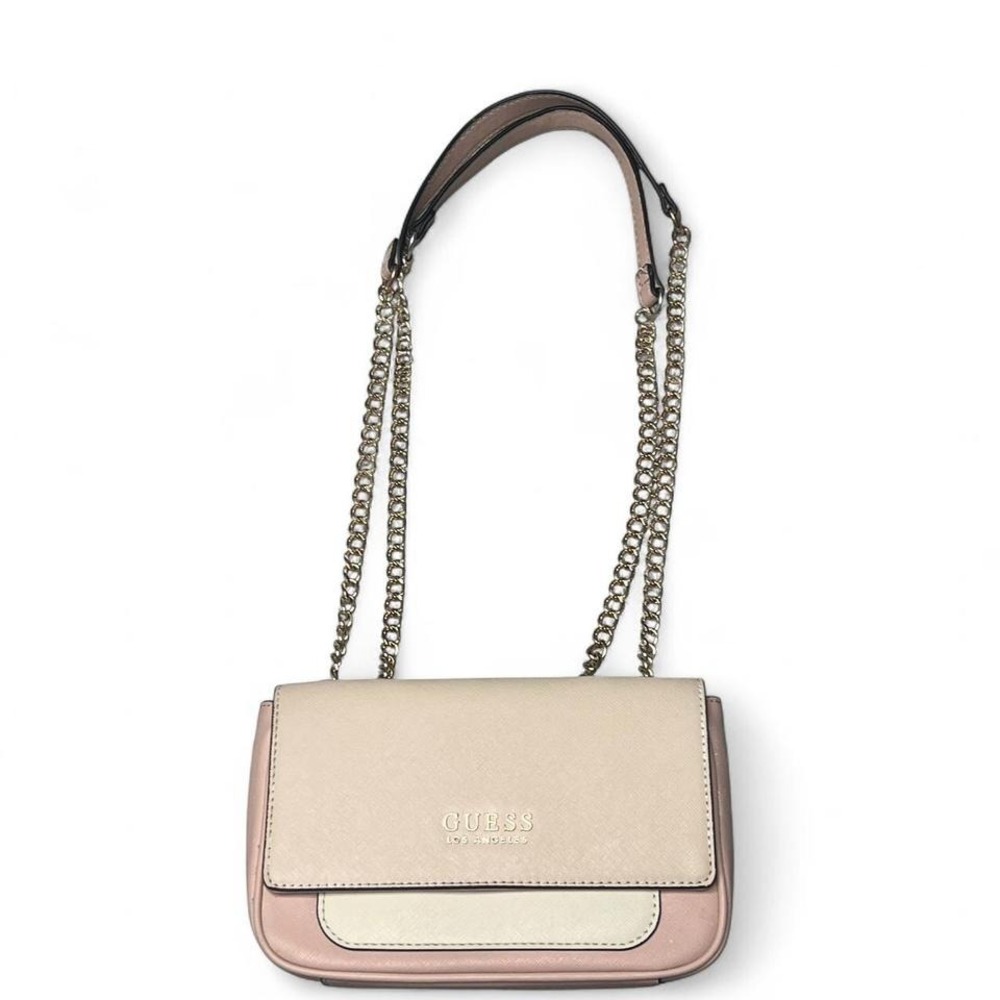 Guess Convertible Holly Color Pink Block Shoulder Bag with‎ Gold Chains